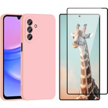 Tekno Grup Galaxy A57 Kılıf Içi Kadife Yumuşak Lansman Kılıf-Açık Pembe + Tam Kaplayan Antistatik Cam Ekran Koruyucu