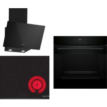 Bosch Elektrikli Ocaklı Siyah 3 Lü Ankastre Set 665 ( HJG852YB0T - PKF631FP2E - DWK63PJ60T )