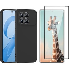 Tekno Grup Xiaomi Poco F8 Pro Kılıf  Içi Kadife Yumuşak Lansman Kılıf-Siyah + Tam Kaplayan Antistatik Cam Ekran Koruyucu