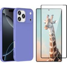 Tekno Grup Iphone 17 Pro Kılıf Içi Kadife Yumuşak Lansman Kılıf-Lila + Tam Kaplayan Antistatik Cam Ekran Koruyucu