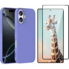 Tekno Grup Iphone 17 Kılıf Içi Kadife Yumuşak Lansman Kılıf-Lila + Tam Kaplayan Antistatik Cam Ekran Koruyucu
