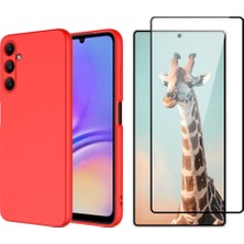 Tekno Grup Galaxy A05S Kılıf Içi Kadife Yumuşak Lansman Kılıf-Kırmızı + Tam Kaplayan Antistatik Cam Ekran Koruyucu