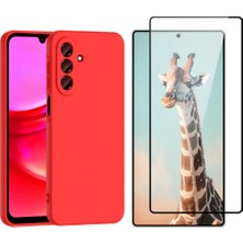 Tekno Grup Galaxy  A17 Kılıf Içi Kadife Yumuşak Lansman Kılıf-Kırmızı + Tam Kaplayan Antistatik Cam Ekran Koruyucu