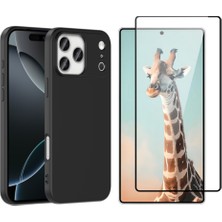 Tekno Grup Iphone 17 Pro Max Kılıf Içi Kadife Yumuşak Lansman Kılıf-Siyah + Tam Kaplayan Antistatik Cam Ekran Koruyucu