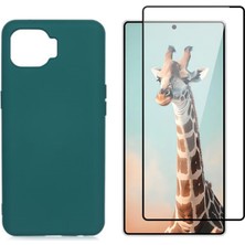 Tekno Grup Oppo Reno 4 Lite Kılıf Içi Kadife Yumuşak Lansman Kılıf-Koyu Yeşil + Tam Kaplayan Antistatik Cam Ekran Koruyucu