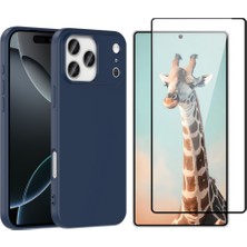 Tekno Grup Iphone 17 Pro Max Kılıf Içi Kadife Yumuşak Lansman Kılıf-Lacivert + Tam Kaplayan Antistatik Cam Ekran Koruyucu