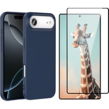 Tekno Grup Iphone 17 Air Kılıf Içi Kadife Yumuşak Lansman Kılıf-Lacivert + Tam Kaplayan Antistatik Cam Ekran Koruyucu