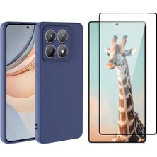 Tekno Grup Xiaomi 14T Pro Kılıf  Içi Kadife Yumuşak Lansman Kılıf-Lacivert + Tam Kaplayan Antistatik Cam Ekran Koruyucu
