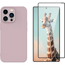 Tekno Grup Iphone 13 Pro Max Kılıf Içi Kadife Yumuşak Lansman Kılıf-Açık Pembe + Tam Kaplayan Antistatik Cam Ekran Koruyucu