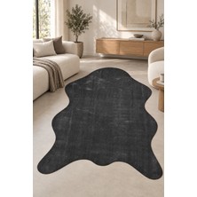 Hann Home Collection Grosa Post Seklinde Peluş Antrasit Halı Salon Antre Yumuşak Kaymaz Taban Yıkanabilir Modern
