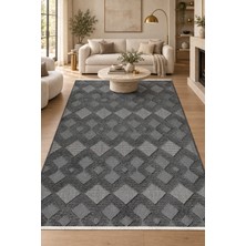 Hann Home Collection Zenne Antrasit Özel Ölçü Halı Robot Süpürge Uyumlu Kolay Temizlenebilir Salon Yatak Odası Koridor Ha