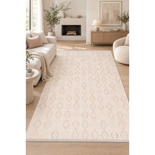 Hann Home Collection Finez Modern Zarif Akrilik Salon Yatak Odası Halısı Krem Ekru Vizon Robot Süpürge Uyumlu Kolay Temiz