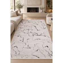 Hann Home Collection Anela Krem Siyah Akrilik Salon Yatak Odası Robot Süpürge Uyumlu Kolay Temizlenir Özel Ölçü Halı
