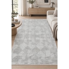 Hann Home Collection Vonal Gri Beyaz Özel Ölçü Salon Oturma Yatak Odası Halısı Robot Süpürge Uyumlu Kolay Temizlenebilir