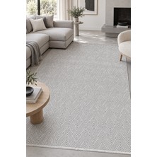 Hann Home Collection Lenox Gri Siyah Özel Ölçü Salon Oturma Odası Koridor Halısı Robot Süpürge Uyumlu Kolay Temizlenebili
