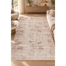 Hann Home Collection Vakus Özel Ölçü Krem Kahve Salon Oturma Odası Koridor Halısı Robot Süpürge Uyumlu Kolay Temizlenebil