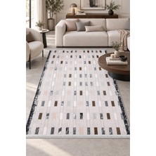 Hann Home Collection Lenox Bej Kahve Antrasit Özel Ölçü Salon Oturma Odası Koridor Halısı Robot Süpürge Uyumlu Kolay Temi