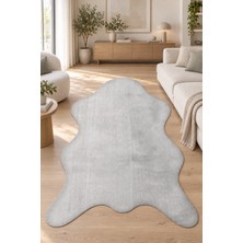 Hann Home Collection Grosa Peluş Post Şeklinde Halı - Gri - Yumuşak, Kaymaz Tabanlı, Yıkanabilir Salon Antre Oturma Odası