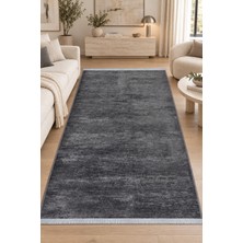Hann Home Collection Kameli Antrasit Kaydırmaz Taban Yıkanabilir Robot Süpürge Uyumlu Oturma Odası Koridor Halısı