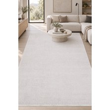 Hann Home Collection Celus Krem Özel Ölçü Salon Oturma Odası Halısı Robot Süpürge Uyumlu Kolay Temizlenebilir Akrilik Yum