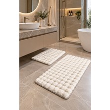 Saraz Halı Bubble Pofuduk Yumuşak Banyo Paspas Takımı Yumuşak Peluş Banyo Takımı Banyo Paspas 2'li Takım
