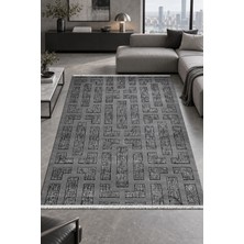 Hann Home Collection Lenox Antrasit Renk Salon Oturma Odası Halısı Robot Süpürge Uyumlu Kolay Temizlenebilir Özel Ölçü Ak