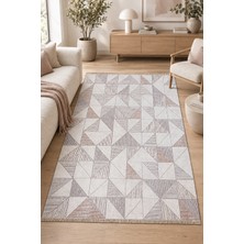 Hann Home Collection Erbos Krem Vizon Özel Ölçü Salon Oturma Odası Koridor Halısı Robot Süpürge Uyumlu Akrilik Pamuk Taba