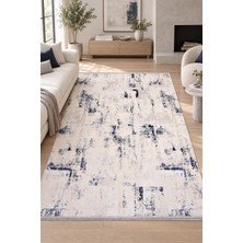 Hann Home Collection Ceyma Vizon Mavi Modern Salon Oturma Odası Halısı Robot Süpürge Uyumlu Kolay Temizlenebilir Polyeste