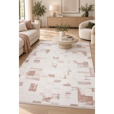 Hann Home Collection Atrina Krem Kahve Özel Ölçü Salon Oturma Odası Koridor Halısı Robot Süpürge Uyumlu Kolay Temizlenebi