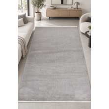 Hann Home Collection Sorek Gri Özel Ölçü Salon Oturma Odası Halısı Akrilik Robot Süpürge Uyumlu Kolay Temizlenebilir Yüks