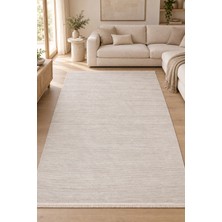 Hann Home Collection Tavus Krem Vizon Akrilik Özel Ölçü Salon Oturma Odası Koridor Halısı Robot Süpürge Uyumlu Kolay Temi