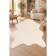 Hann Home Collection Grosa Peluş Post Şeklinde Halı Krem Salon Antre Oturma Odası Yumuşak Kaymaz Taban Yıkanabilir Modern