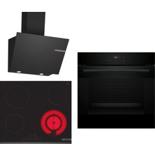 Bosch Elektrikli Ocaklı Siyah 3 Lü Ankastre Set 666 ( HJG852YB0T - PKF631FP2E - DWK66PJ60T )