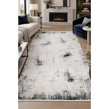 Hann Home Collection Sırva Beyaz Gri Özel Ölçü Halı Salon Oturma Odası Koridor Robot Süpürge Uyumlu Kolay Temizlenebilir