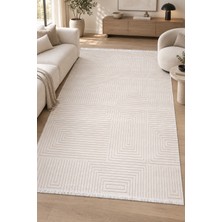 Hann Home Collection Sorek Krem Özel Ölçü Salon Oturma Odası Koridor Halısı Robot Süpürge Uyumlu Kolay Temizlenir Akrilik