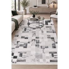 Hann Home Collection Atrına Krem Antrasit Özel Ölçü Salon Oturma Odası Koridor Halısı Robot Süpürge Uyumlu Kolay Temizlen