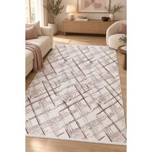 Hann Home Collection Tavus Özel Ölçü Salon Oturma Odası Koridor Halısı Krem Gri Koyu Kahve Robot Süpürge Uyumlu Kolay Tem