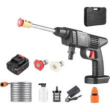 Fimer 48V Akülü Şarjlı Yüksek Basınçlı Oto Araba Bahçe Yıkama,temizleme Su Tabancası 5mt Hortumlu Köpüklü Aparatlı 1200 Rpm Filtreli Çantalı Oto Yıkama