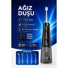 Mimtec Şarjlı Ağız Duşu - 320ML Su Hazneli 5 Başlık 4 Çalışma Modlu Su Geçirmez Ağız Diş Dil Temizleyici