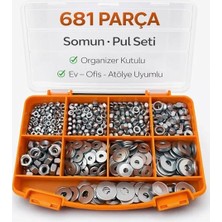 Fimer Parça Somun ve Pul Seti, Dın 934, M3-M8 Metrik Somun, Whitworth Düz Pul, Organizer Kutulu
