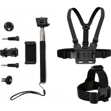 Fimer Aksiyon Kamera ve Telefon Tutucu Göğüs Askısı, Kafa Askısı, Selfie Çubuğu, 9 Parça, Gezi Seyahat ve Sürüşlerde Kullanmak Için INSTA360 X3, X2, X4, X5, One Rs, Go 3, Evo ile Uyumlu | Kgb9