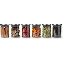 Fimer 6’lı Paslanmaz Metal Vakum Kapaklı Cam Baharatlık Seti, Hava Almaz Silikon Contalı Lüks Erzak Saklama Kabı, Modern Mutfak Düzenleyici Kavanoz 200ML-250ML-325ML Seçenekli (250ML - 6,5CM-10CM)