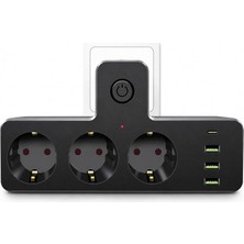 Fimer Akım Korumalı Çoklu Priz, 3 Adet USB 1 Adet Type-C Girişi, 3 Adet Priz Girişi, Termal Akım Korumalı, Hızlı Şarj Destekli, Tüm Elektronik Cihazlar Için Kullanıma Uygun Çoklu Priz Şarj Istasyonu