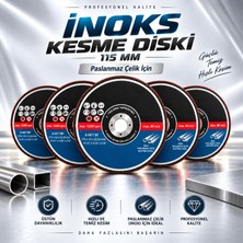 Nzb 5 Adet Profesyonel Inox Kesme Diski 115X1,0X22,23 mm Paslanmaz Çelik Metal Profil Boru Sac Kesici 13300RPM