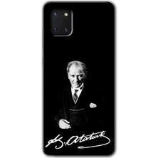 Fimer Atatürk Imza Kılıf Baskılı Kapak Tam Ekran Koruyucu Samsung Galaxy Note 10 Lite ile Uyumlu