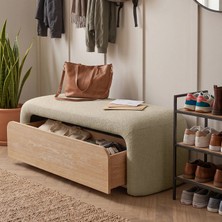 Eymense Luna Modern Çekmeceli Depolama Alanlı Bench Puf Bej