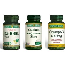 Nature's Bounty Günlük Destek Paketi * Omega-3 600 Mg * Calcium Magnesium Plus Zinc * Vitamin D3 1000 Iu