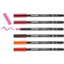 Fimer 4200 Porselen Fırça Kalemi - 3 x Kırmızı, Turuncu, Kahverengi, Pembe - 6 Kalem - Fırça Ucu 1-4 mm - Bulaşık Makinesinde Yıkanabilir, Işığa Dayanıklı Mürekkep, Çabuk Kuruyan