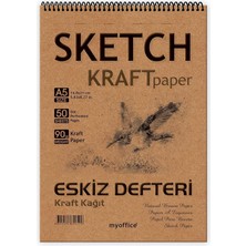 Fimer Kraft Eskiz Defteri A5-90 gr Doğal Kağıt, Spiralli, 50 Yaprak Sketchbook