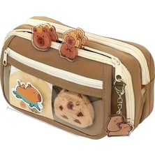 Fimer Kalem Kutusu Kapibara Kalemlik Büyük Kapasiteli Aksesuarlı Geniş Büyük Boy Kawaii Kore Tarzı Sevimli Kalem Kutusu (1 Adet Doll+5 Adet Sticker Dahildir)